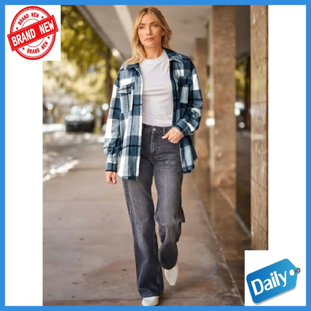 Soft Flannel Shacket Plaid Button Down Shirt Midw… - image 6